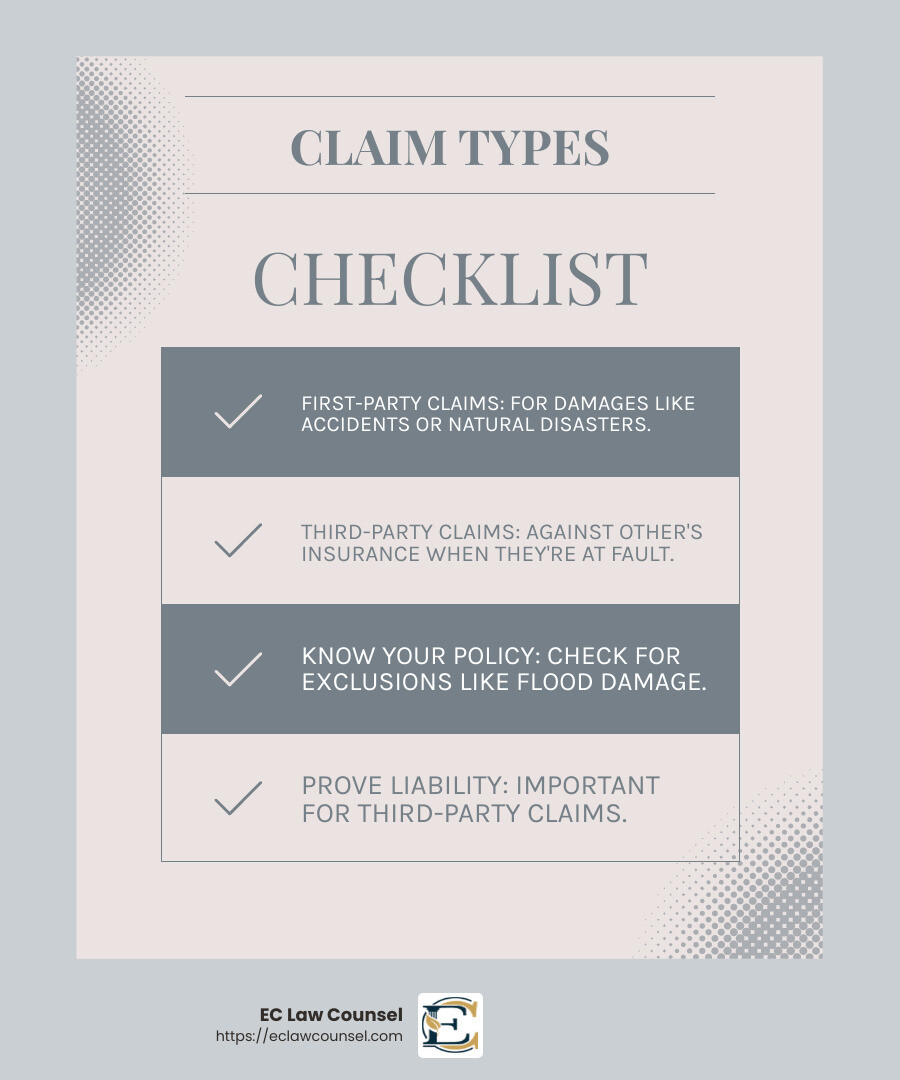 Example of a first-party claim process - vehicle property damage lawyers infographic checklist-light-blue-grey